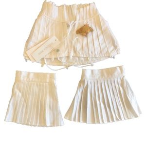 Anne Fontaine Soleil Ruffle Collar Tie with Wristlets White 3 Pieces New